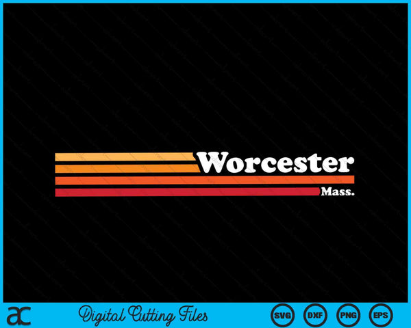 Vintage 1980s Graphic Style Worcester Massachusetts SVG PNG Digital Cutting File