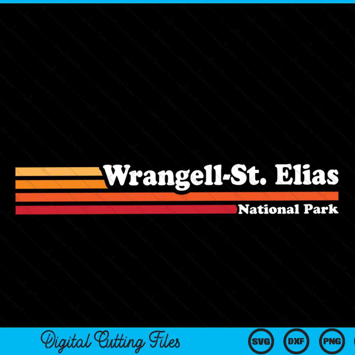 Estilo gráfico vintage de los años 80 Wrangell-St. Archivo de corte digital SVG PNG del Parque Nacional Elias