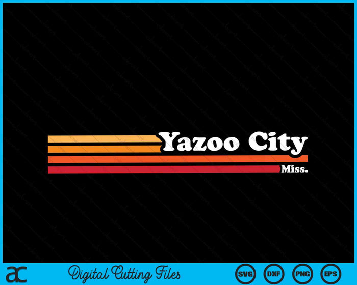 Vintage jaren 1980 grafische stijl Yazoo City Mississippi SVG PNG digitaal snijden-bestand