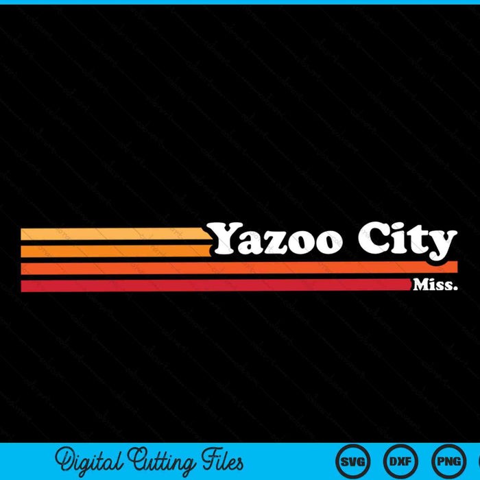 Vintage jaren 1980 grafische stijl Yazoo City Mississippi SVG PNG digitaal snijden-bestand