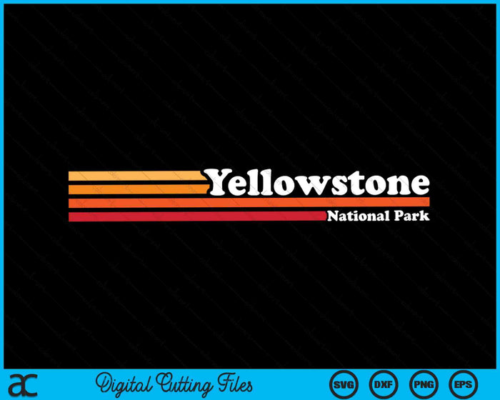 Vintage 1980s estilo gráfico Parque Nacional Yellowstone SVG PNG Archivos de corte digital