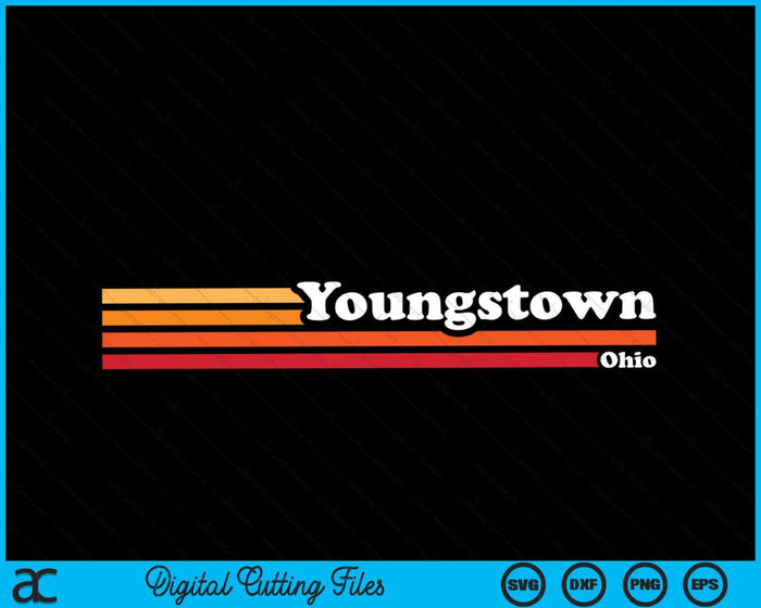 Vintage jaren 1980 grafische stijl Youngstown Ohio SVG PNG digitaal snijden bestand