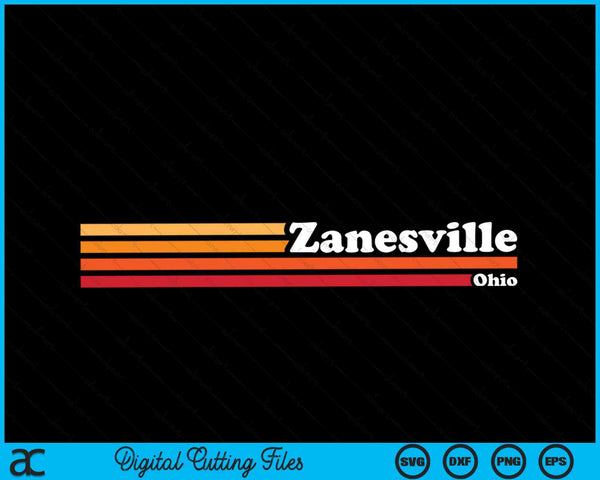 Vintage jaren 1980 grafische stijl Zanesville Ohio SVG PNG digitaal snijden-bestand