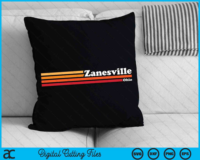 Vintage 1980s Graphic Style Zanesville Ohio SVG PNG Digital Cutting File
