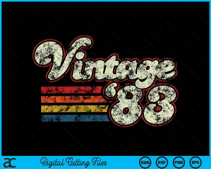 Vintage 1983 40 Birthday SVG PNG Digital Cutting Files