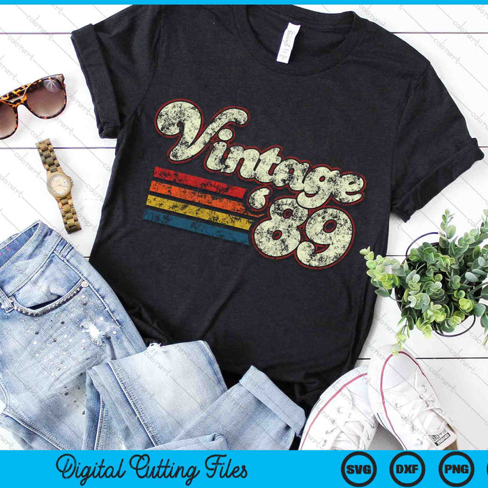 Vintage 1989 35 Birthday SVG PNG Digital Cutting Files