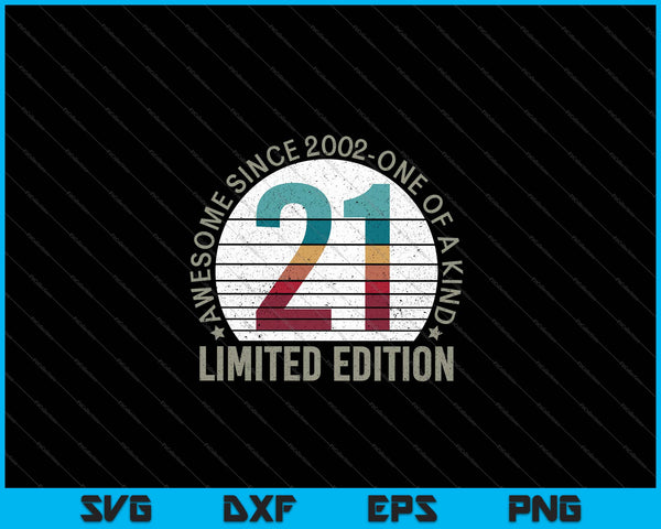 Vintage 2002 21-jarige geschenken Limited Edition 21e verjaardag SVG PNG snijden afdrukbare bestanden