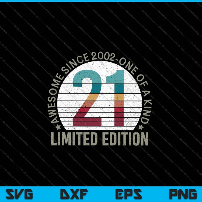Vintage 2002 Regalos de 21 años Edición limitada 21 cumpleaños SVG PNG Cortar archivos imprimibles