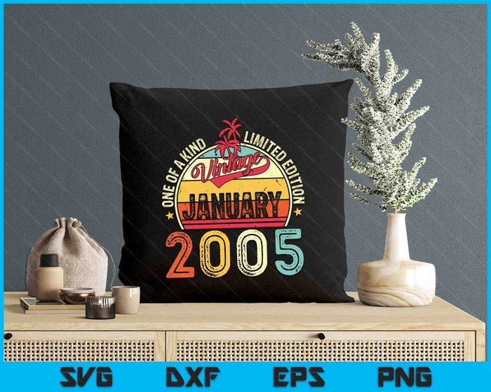 Vintage 20th Birthday Gift Vintage January 2005 SVG PNG Digital Printable Files