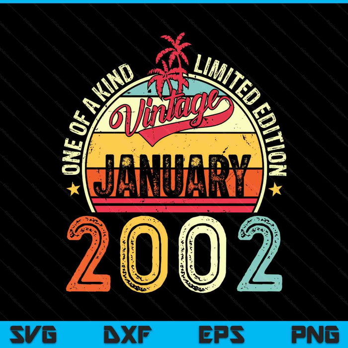Vintage 23th birthday January 2002 SVG cut file