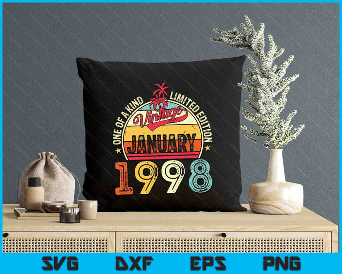 Vintage 27th Birthday Gift Vintage January 1998 SVG PNG Digital Printable Files