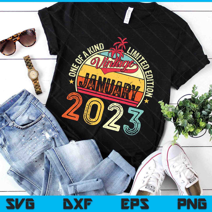 Vintage 2nd Birthday Gift Vintage January 2023 SVG PNG Digital Printable Files