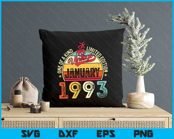 Vintage 32th Birthday Gift Vintage January 1993 SVG PNG Digital Printable Files