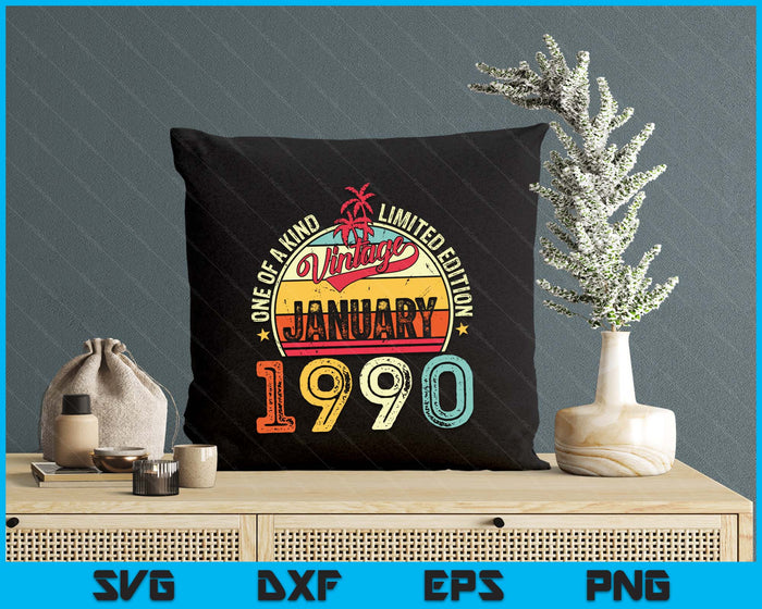 Vintage 35th Birthday Gift Vintage January 1990 SVG PNG Digital Printable Files