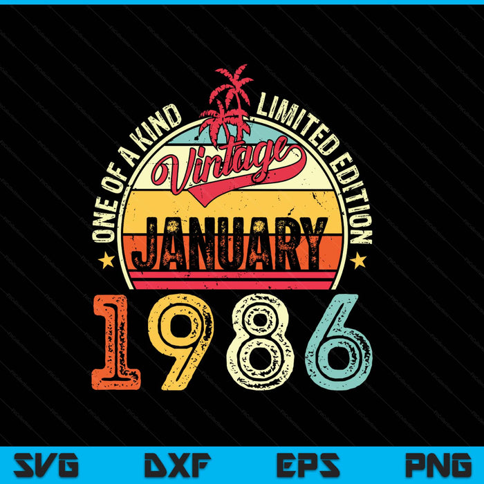 Vintage 39th Birthday Gift Vintage January 1986 SVG PNG Digital Printable Files