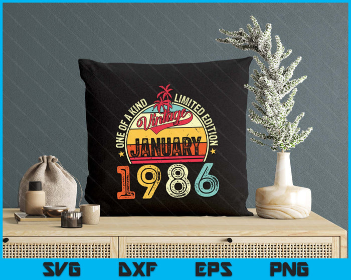 Vintage 39th Birthday Gift Vintage January 1986 SVG PNG Digital Printable Files