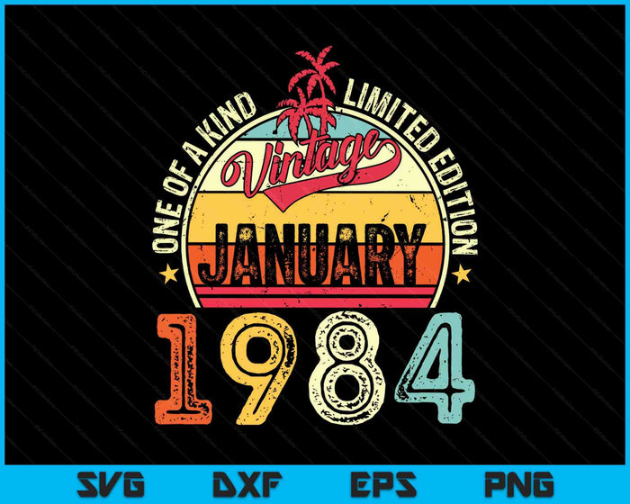 Vintage 41th Birthday Gift Vintage January 1984 SVG PNG Digital Printable Files