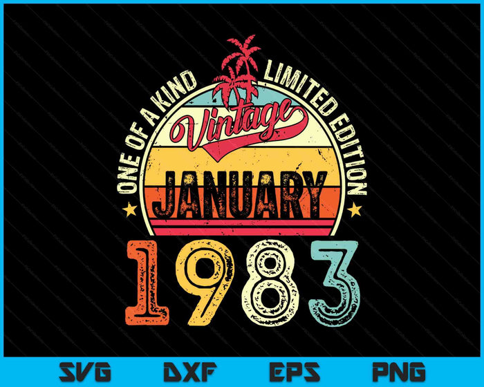 Vintage 42th Birthday Gift Vintage January 1983 SVG PNG Digital Printable Files