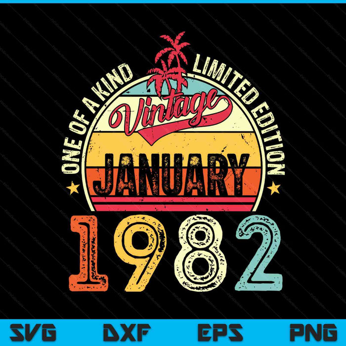 Vintage 43th birthday January 1982 SVG cut file