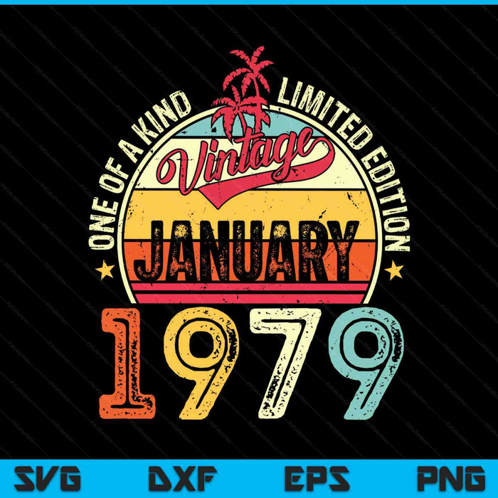 Vintage 46th birthday January 1979 SVG cut file