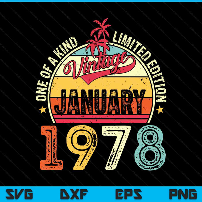 Vintage 47th birthday January 1978 SVG cut file
