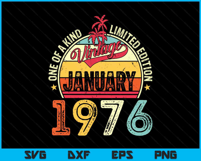 Vintage 49th Birthday Gift Vintage January 1976 SVG PNG Digital Printable Files