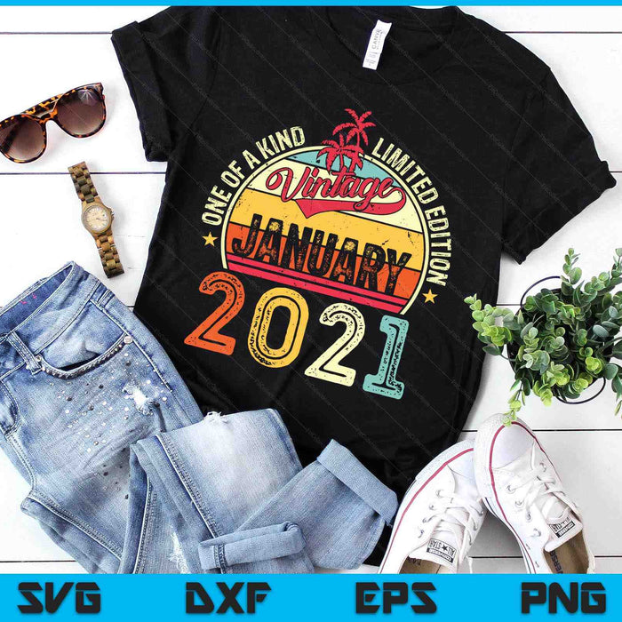 Vintage 4th Birthday Gift Vintage January 2021 SVG PNG Digital Printable Files