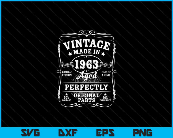 Vintage 60e verjaardag decoraties mannen grappig 1963 60 verjaardag SVG PNG digitale snijbestanden