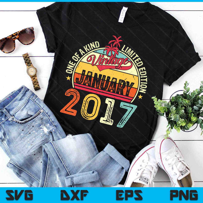 Vintage 8th Birthday Gift Vintage January 2017 SVG PNG Digital Printable Files