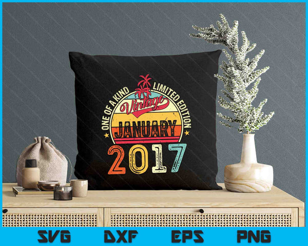 Vintage 8th Birthday Gift Vintage January 2017 SVG PNG Digital Printable Files