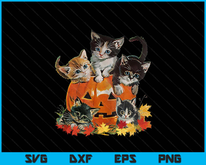 Vintage 90s Cat Pumpkin Halloween Retro Floral Spooky Season SVG PNG Digital Printable Files