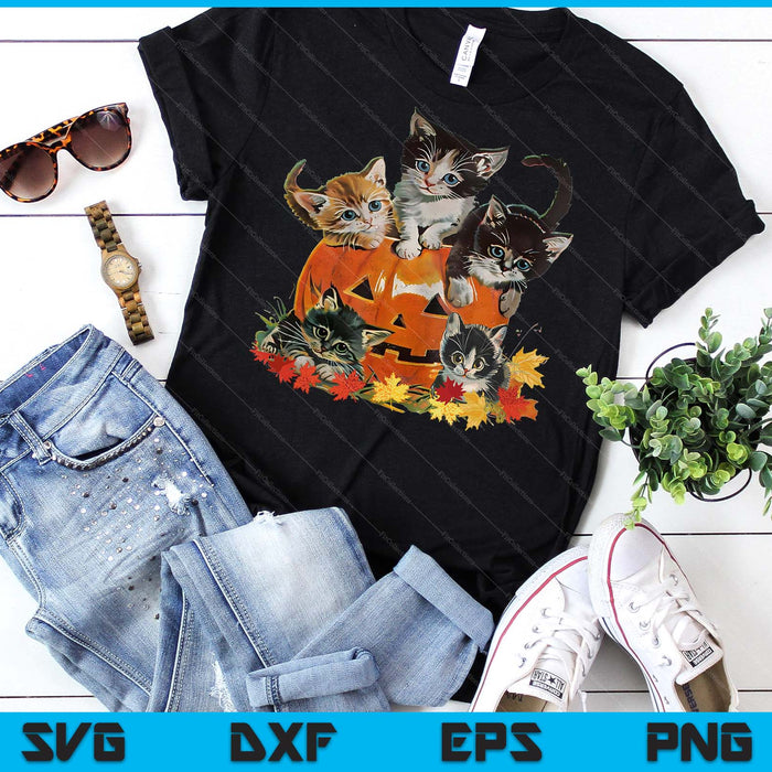 Vintage 90s Cat Pumpkin Halloween Retro Floral Spooky Season SVG PNG Digital Printable Files