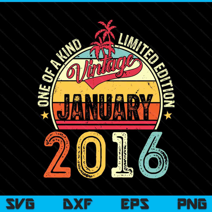 Vintage 9th birthday January 2016 SVG cut file