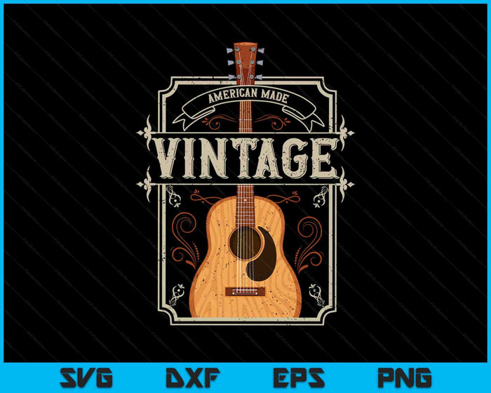 Vintage Acoustic Guitar Collector Retro Guitarist SVG PNG Digital Printable Files
