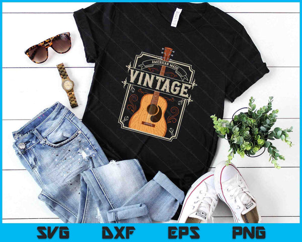 Vintage Acoustic Guitar Collector Retro Guitarist SVG PNG Digital Printable Files