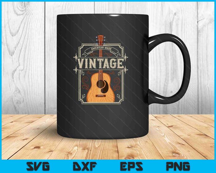 Vintage Acoustic Guitar Collector Retro Guitarist SVG PNG Digital Printable Files