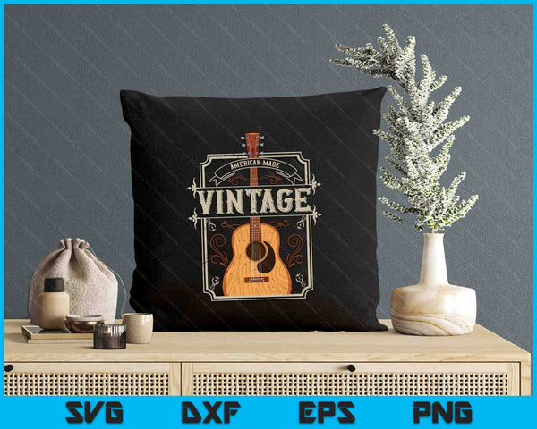 Vintage Acoustic Guitar Collector Retro Guitarist SVG PNG Digital Printable Files