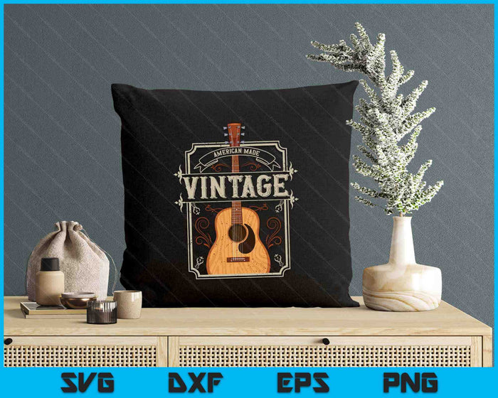 Vintage Acoustic Guitar Collector Retro Guitarist SVG PNG Digital Printable Files