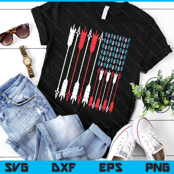 Vintage American Flag Archery Bow Hunting SVG PNG Digital Printable Files