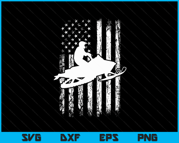 Vintage American Flag Snowmobiling Snowmobile Rider SVG PNG Digital Cutting Files