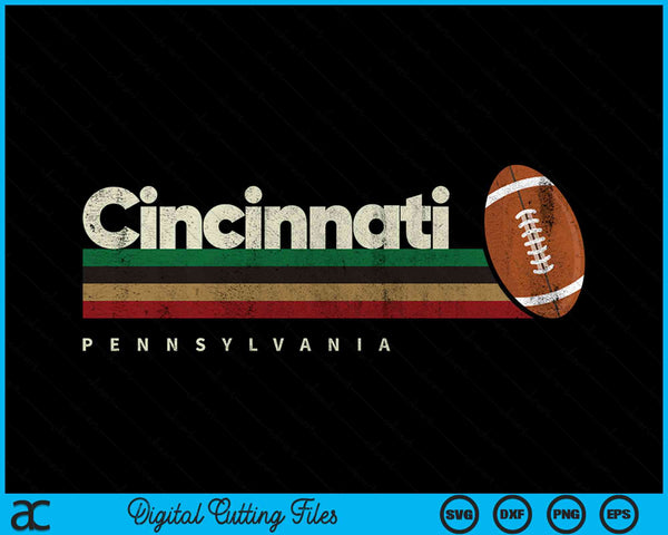 Vintage American Football Cincinnati City American Football Retro Stripes SVG PNG Digital Cutting Files