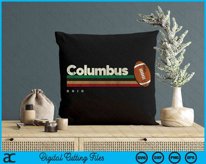 Vintage American Football Columbus City American Football Retro Stripes SVG PNG Digital Cutting Files