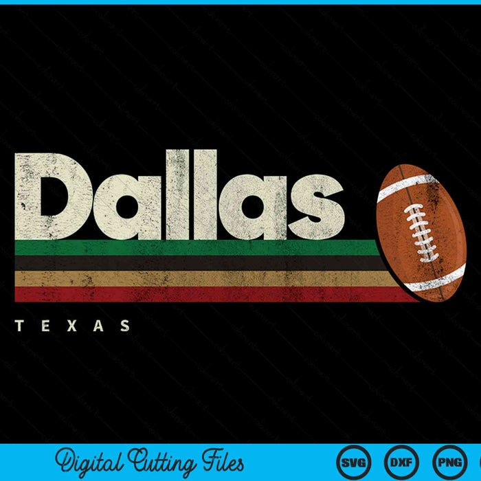 Vintage American football Dallas city retro stripes SVG cut file