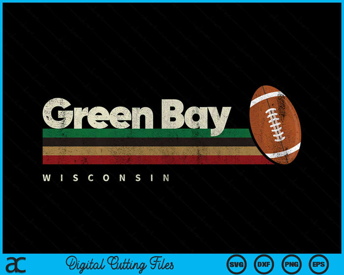 Vintage American Football Green Bay City American Football Retro Stripes SVG PNG Digital Cutting Files