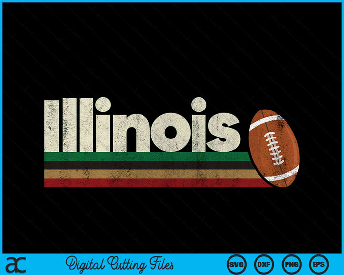 Vintage American Football Illinois American Football Retro Stripes SVG PNG Digital Cutting File