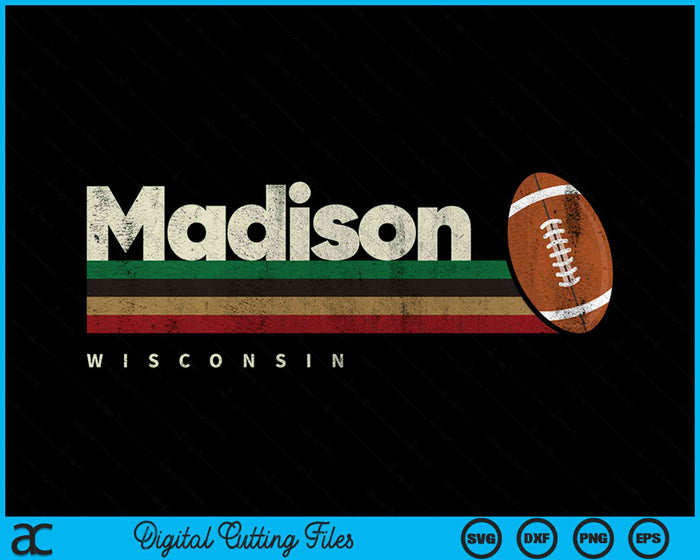 Vintage American Football Madison City American Football Retro Stripes SVG PNG Digital Cutting Files