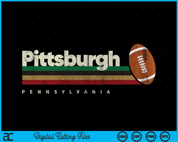 Vintage American football Pittsburgh city retro stripes SVG PNG cut file for Cricut