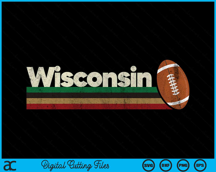 Vintage American Football Wisconsin American Football Retro Stripes SVG PNG Digital Cutting File