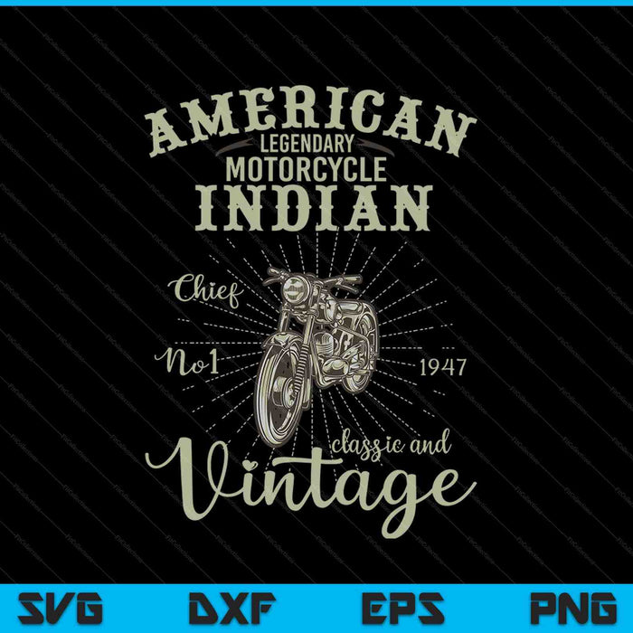 Vintage American Motorcycle Indian voor oude Biker SVG PNG snijden afdrukbare bestanden