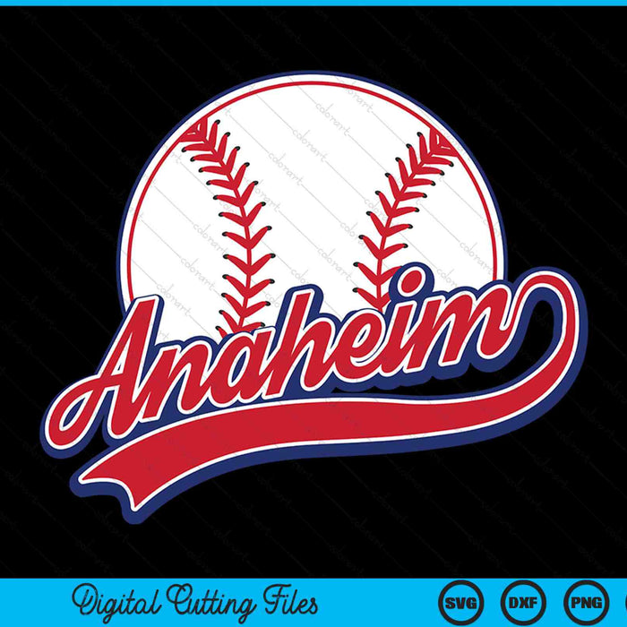 Vintage Anaheim cityscape baseball SVG PNG cut file for Cricut